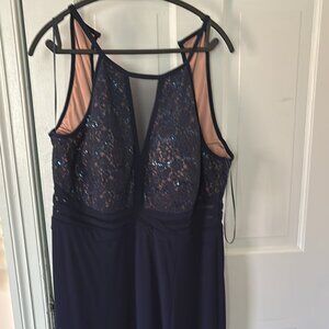 Sleeveless Evening Navy Gown